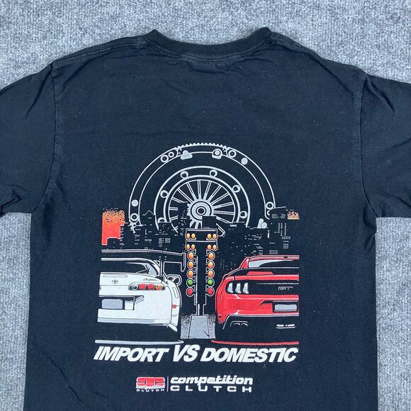Gildan T-Shirt Womens S Black Import vs Domestic Drag Racing Graphic Tee - Picture 1 of 8